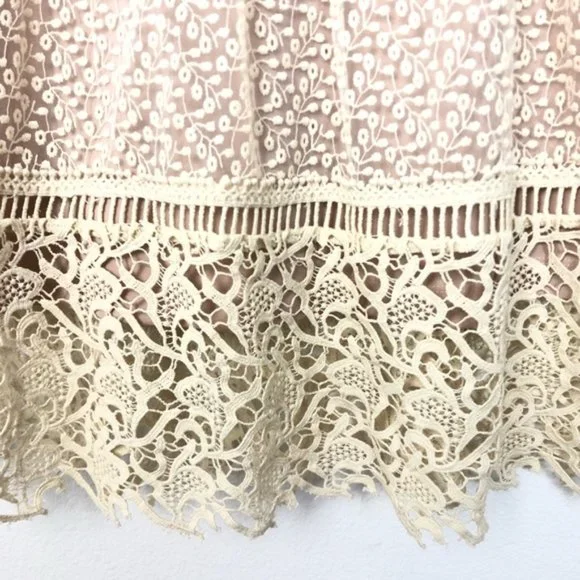 Anthropologie Ranna Gill Larissa Lace Dress Cream Ivory Short Sleeve, Sz Small - Picture 8 of 12